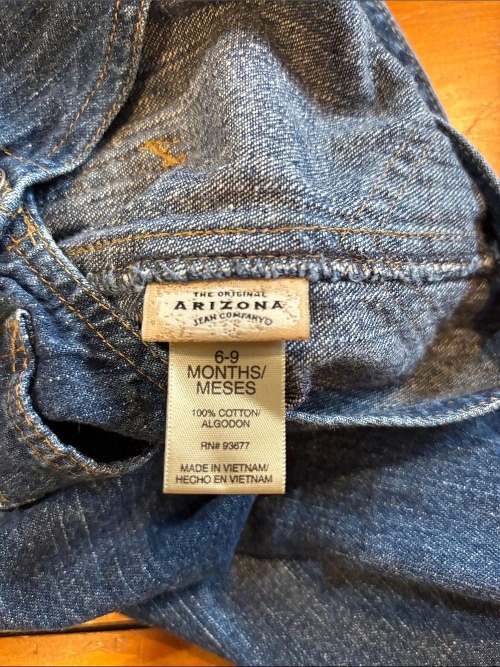 Arizona Jean Company Blue Denim Kids Overalls Size 6-9 Months GUC